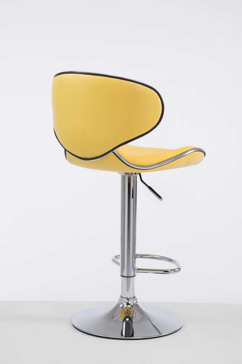 Tabouret de bar chaise de bar hauteur réglable avec repose pieds en synthétique jaune et métal 10_0000080