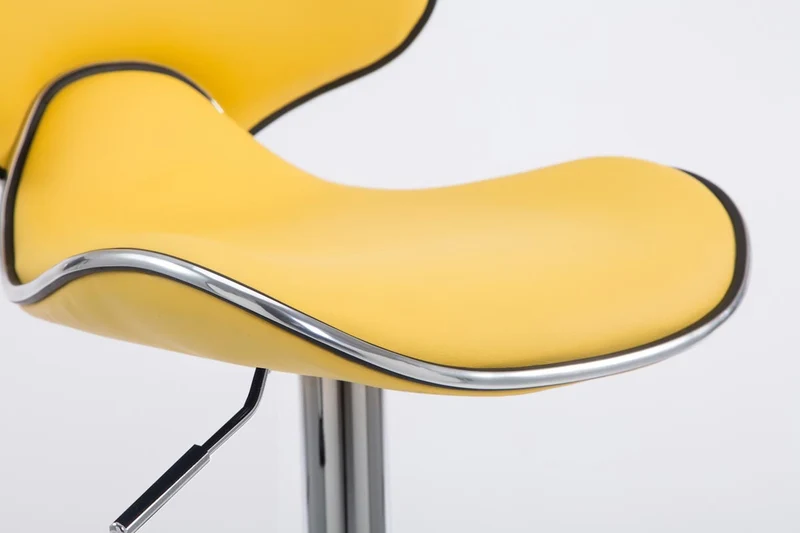 Tabouret de bar chaise de bar hauteur réglable avec repose pieds en synthétique jaune et métal 10_0000080