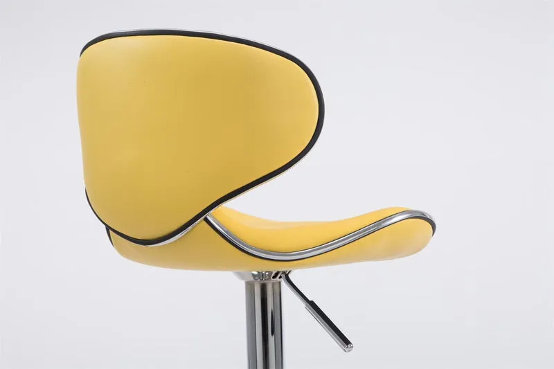 Tabouret de bar chaise de bar hauteur réglable avec repose pieds en synthétique jaune et métal 10_0000080