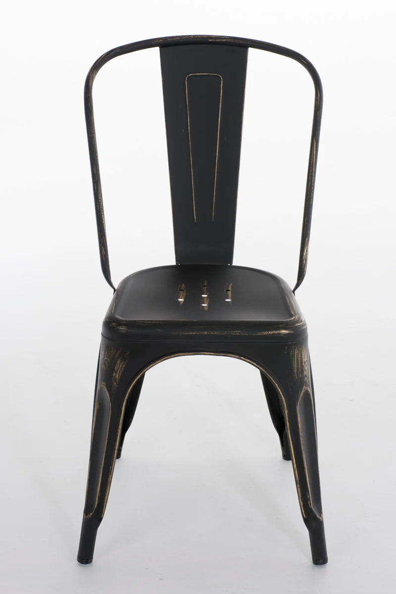 Chaise de salle à manger cuisine empilable style industriel en métal noir vieilli 10_0000041