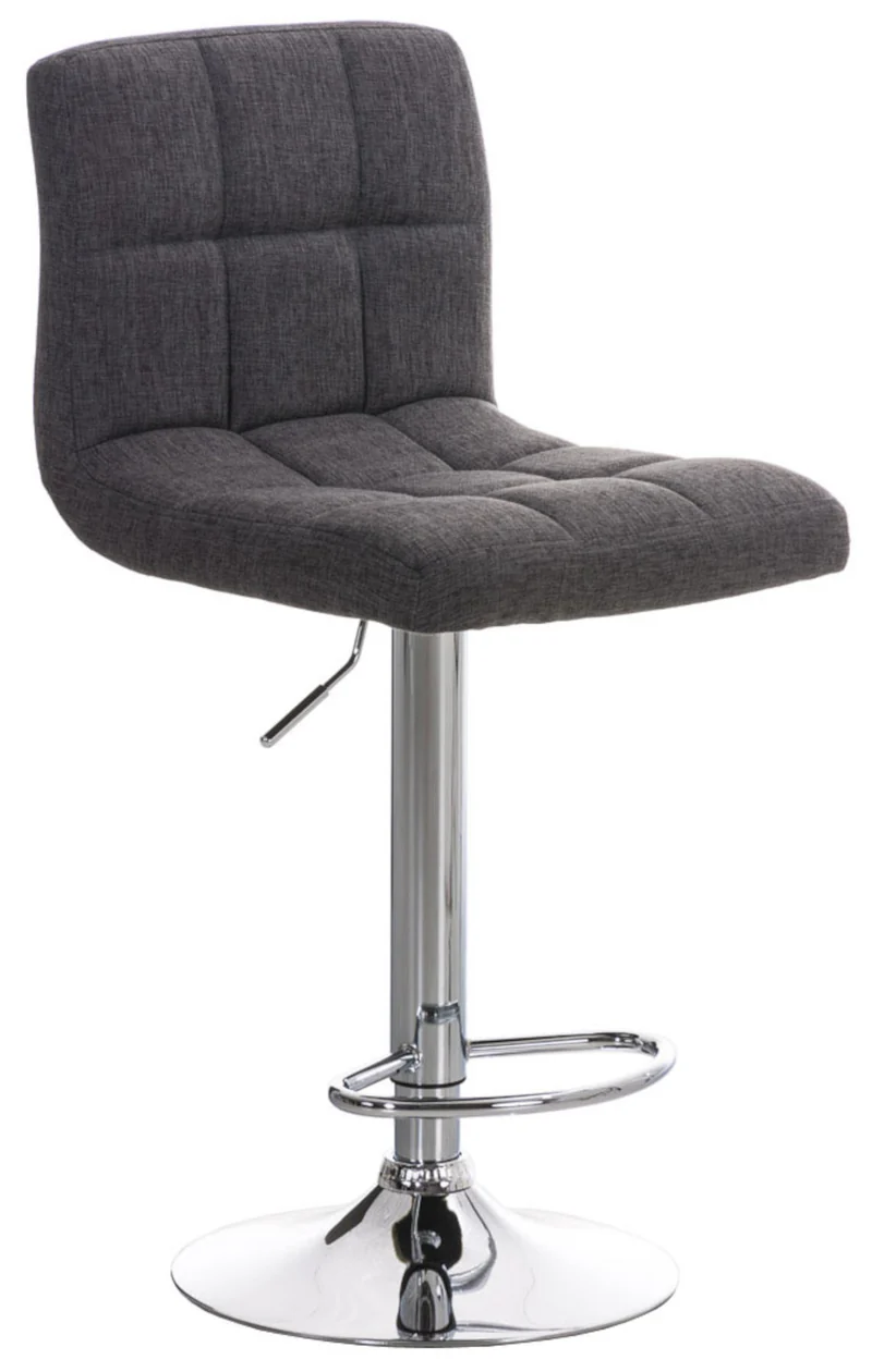 Lot de 2 tabourets de bar design rétro moderne surpiqûres carrées en tissu gris et métal chromé 10_0006728