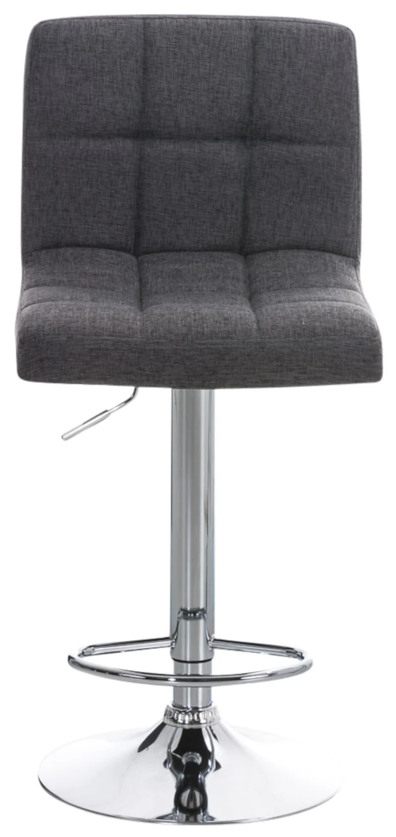 Lot de 2 tabourets de bar design rétro moderne surpiqûres carrées en tissu gris et métal chromé 10_0006728