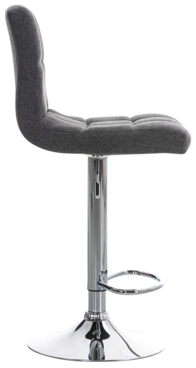 Lot de 2 tabourets de bar design rétro moderne surpiqûres carrées en tissu gris et métal chromé 10_0006728