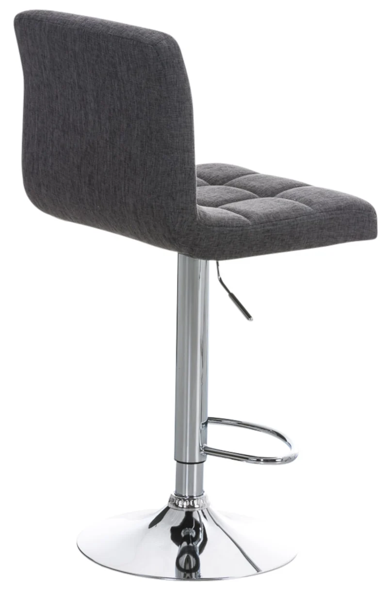 Lot de 2 tabourets de bar design rétro moderne surpiqûres carrées en tissu gris et métal chromé 10_0006728