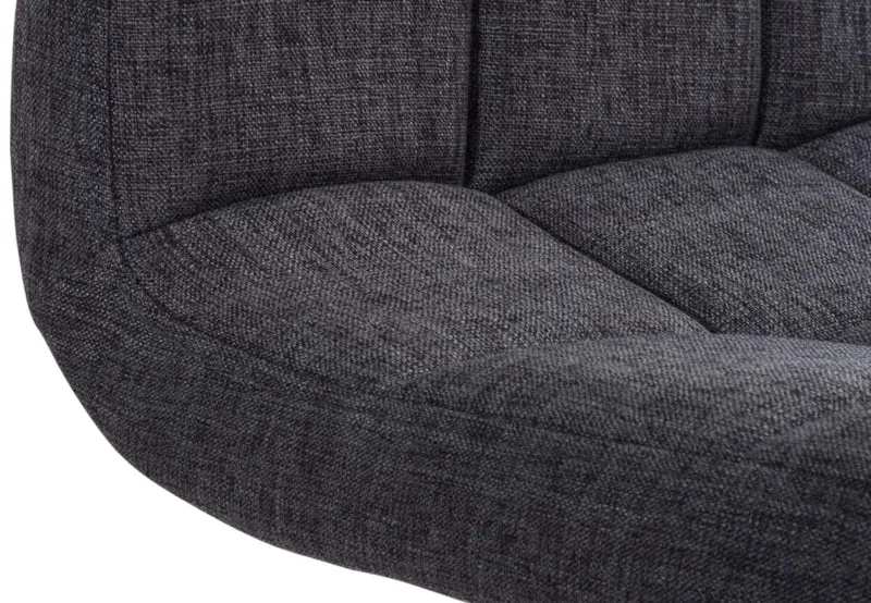Lot de 2 tabourets de bar design rétro moderne surpiqûres carrées en tissu gris et métal chromé 10_0006728