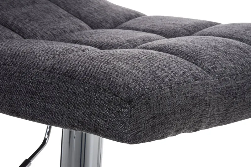 Lot de 2 tabourets de bar design rétro moderne surpiqûres carrées en tissu gris et métal chromé 10_0006728