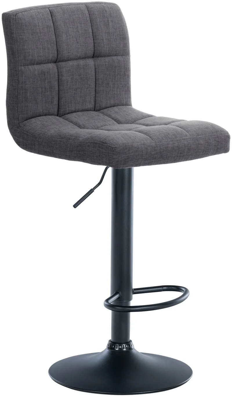 Lot de 2 tabourets de bar style contemporain en tissu matelassé gris clair cadre métal noir 10_0006722