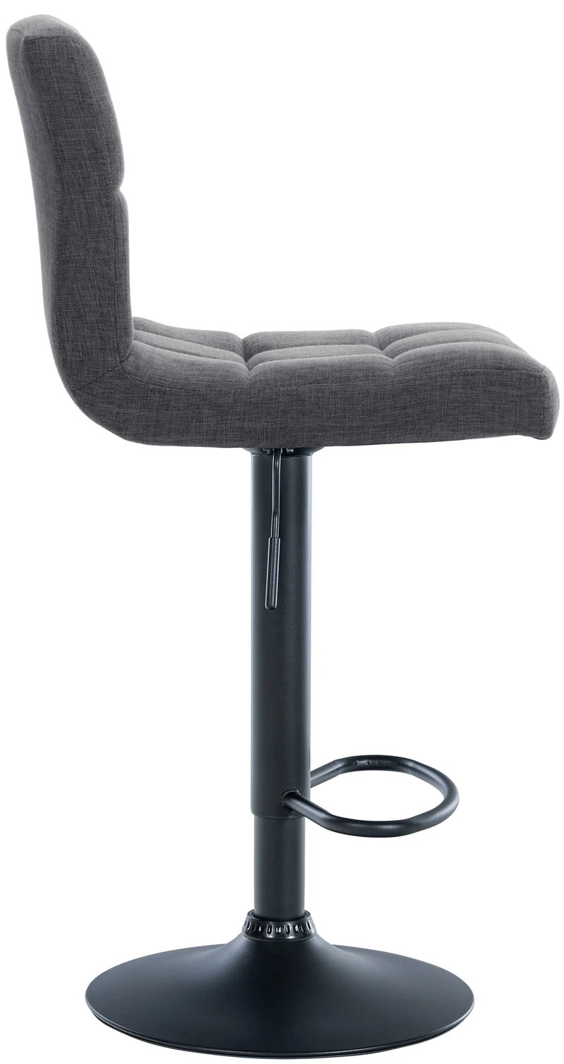 Lot de 2 tabourets de bar style contemporain en tissu matelassé gris clair cadre métal noir 10_0006722