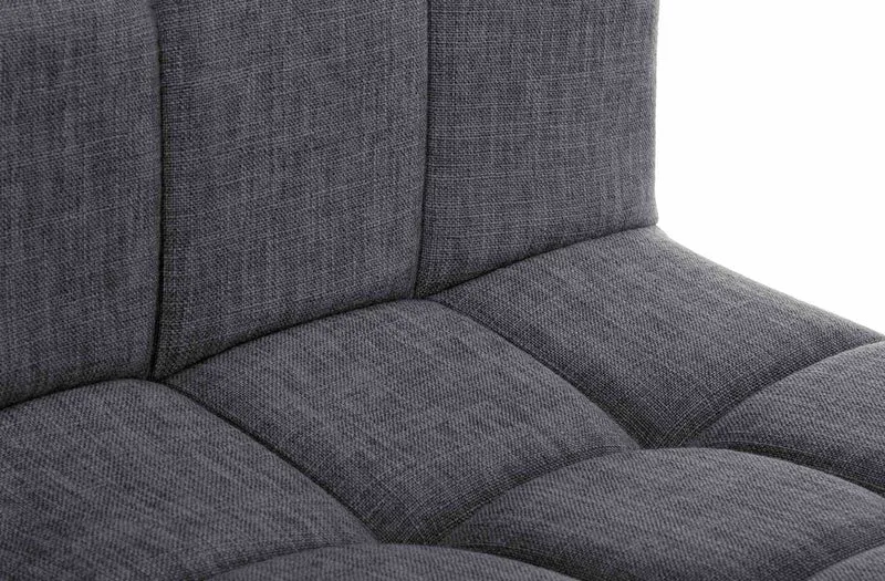 Lot de 2 tabourets de bar style contemporain en tissu matelassé gris clair cadre métal noir 10_0006722