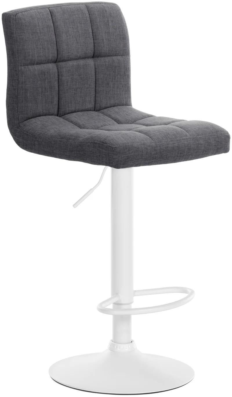 Lot de 2 tabourets de bar style contemporain en tissu matelassé gris clair cadre métal blanc 10_0006721