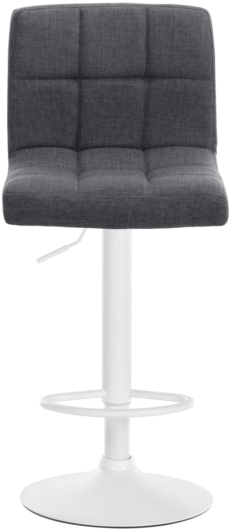 Lot de 2 tabourets de bar style contemporain en tissu matelassé gris clair cadre métal blanc 10_0006721