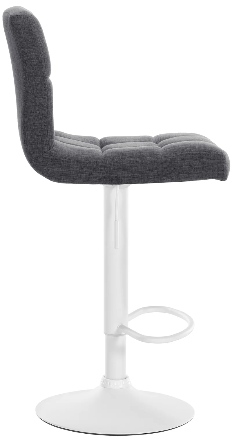 Lot de 2 tabourets de bar style contemporain en tissu matelassé gris clair cadre métal blanc 10_0006721