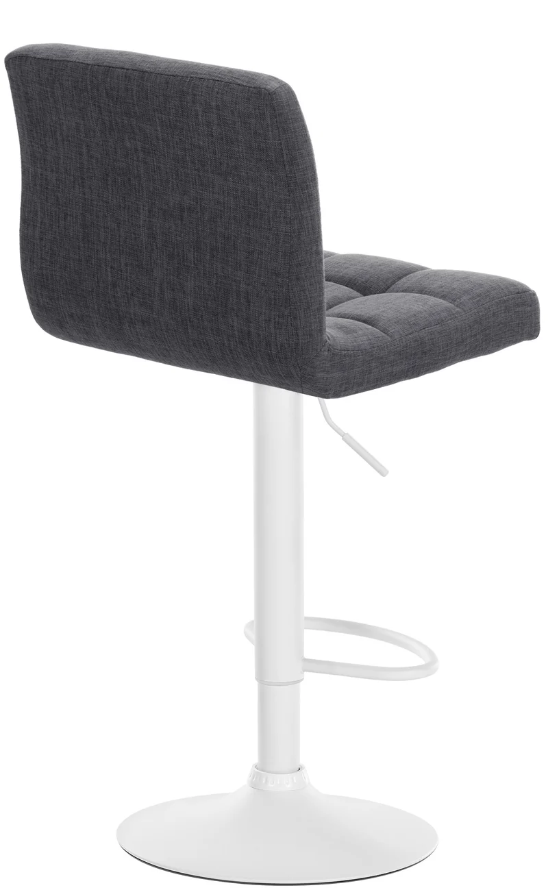 Lot de 2 tabourets de bar style contemporain en tissu matelassé gris clair cadre métal blanc 10_0006721