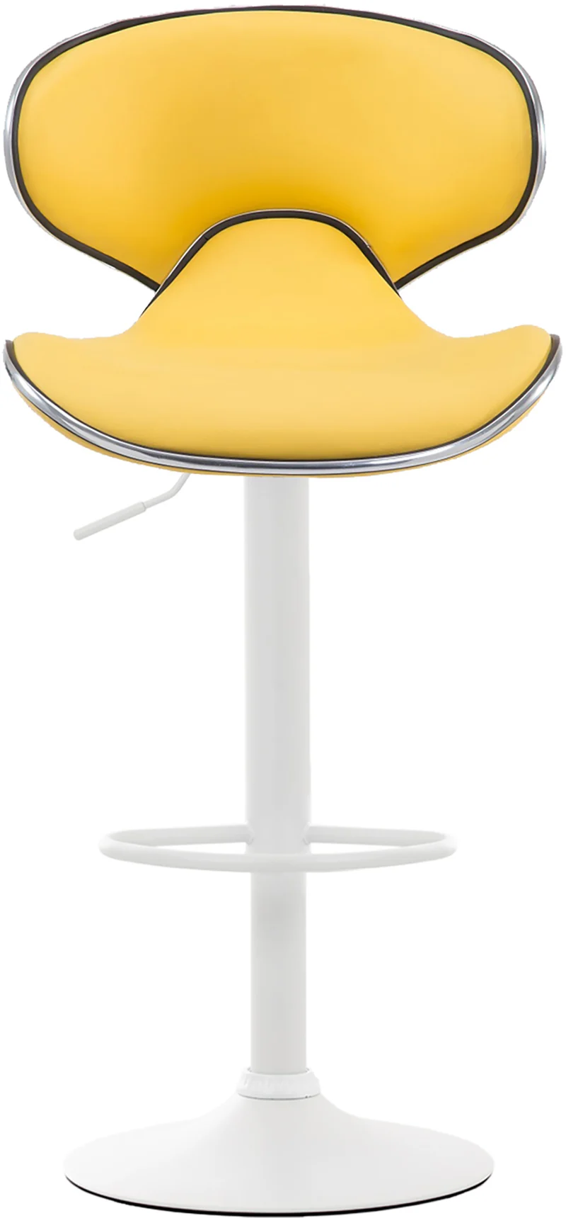 Tabouret de bar x1 sièges modernes aux lignes ondulées en PVC jaune pied trompette métal blanc 10_0006464