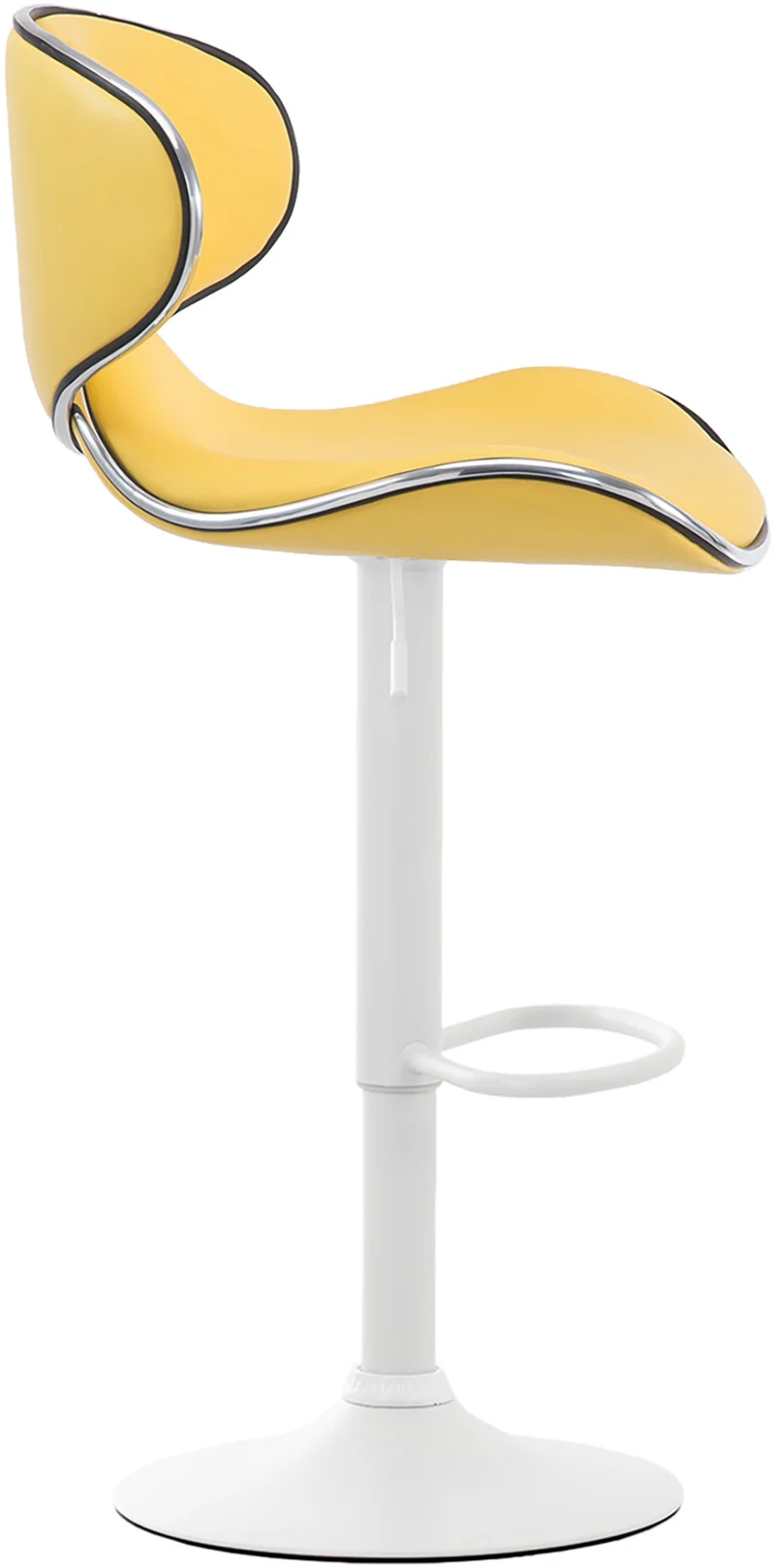 Tabouret de bar x1 sièges modernes aux lignes ondulées en PVC jaune pied trompette métal blanc 10_0006464