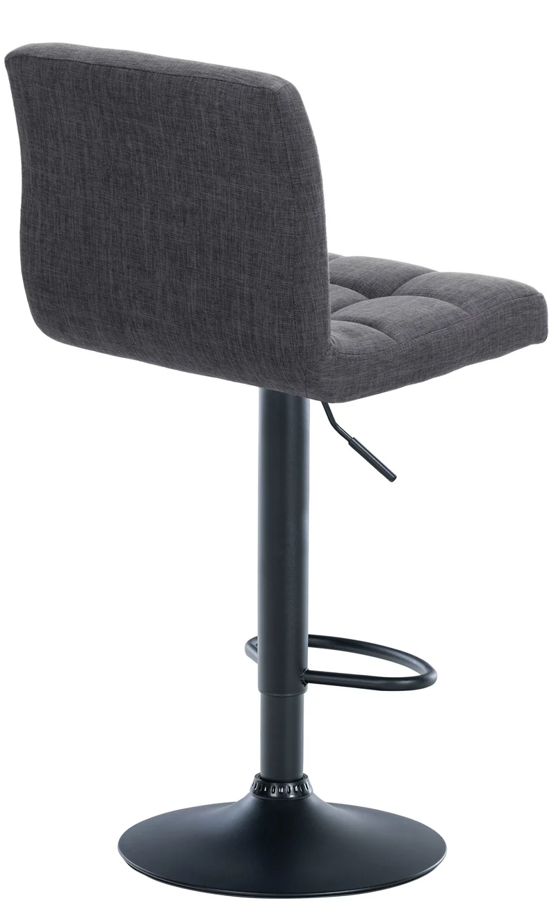 Tabouret de bar x1 style contemporain en tissu matelassé gris clair cadre métal noir 10_0006456