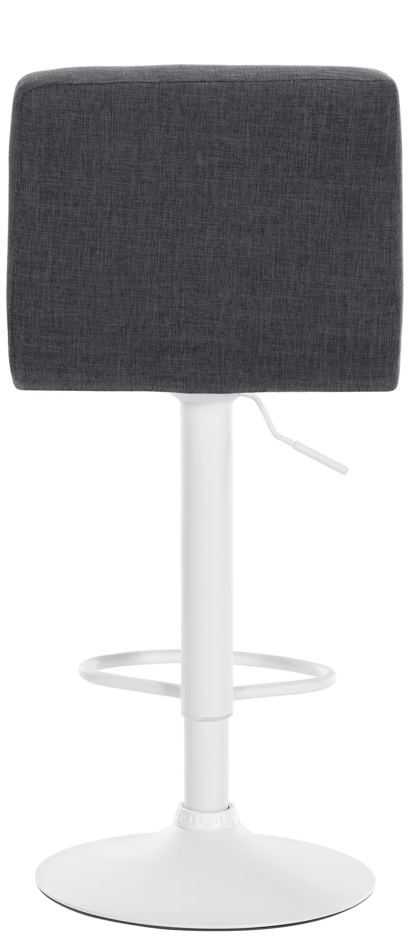 Tabouret de bar x1 style contemporain en tissu matelassé gris clair cadre métal blanc 10_0006455