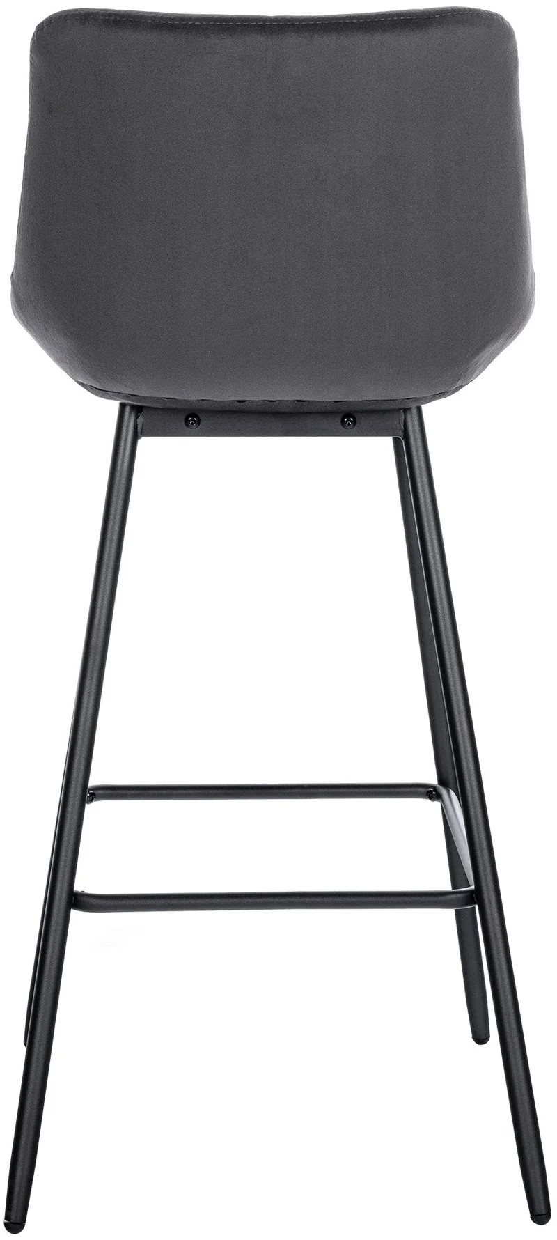 Tabouret de bar x1 avec repose-pieds revêtement en velours gris foncé piètement à quatre pieds en métal noir 10_0005461