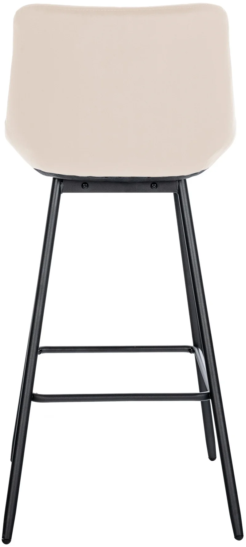 Tabouret de bar x1 avec repose-pieds revêtement en velours crème piètement à quatre pieds en métal noir 10_0005465