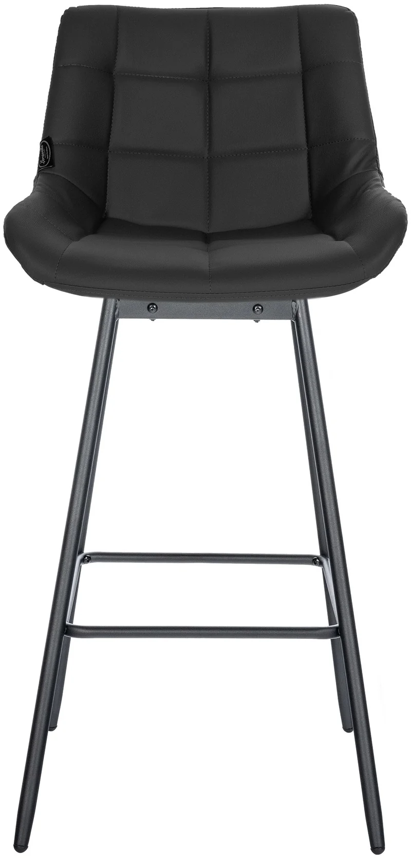 Tabouret de bar pivotant x1 avec repose-pieds revêtement en PVC noir piètement à quatre pieds en métal noir 10_0005469