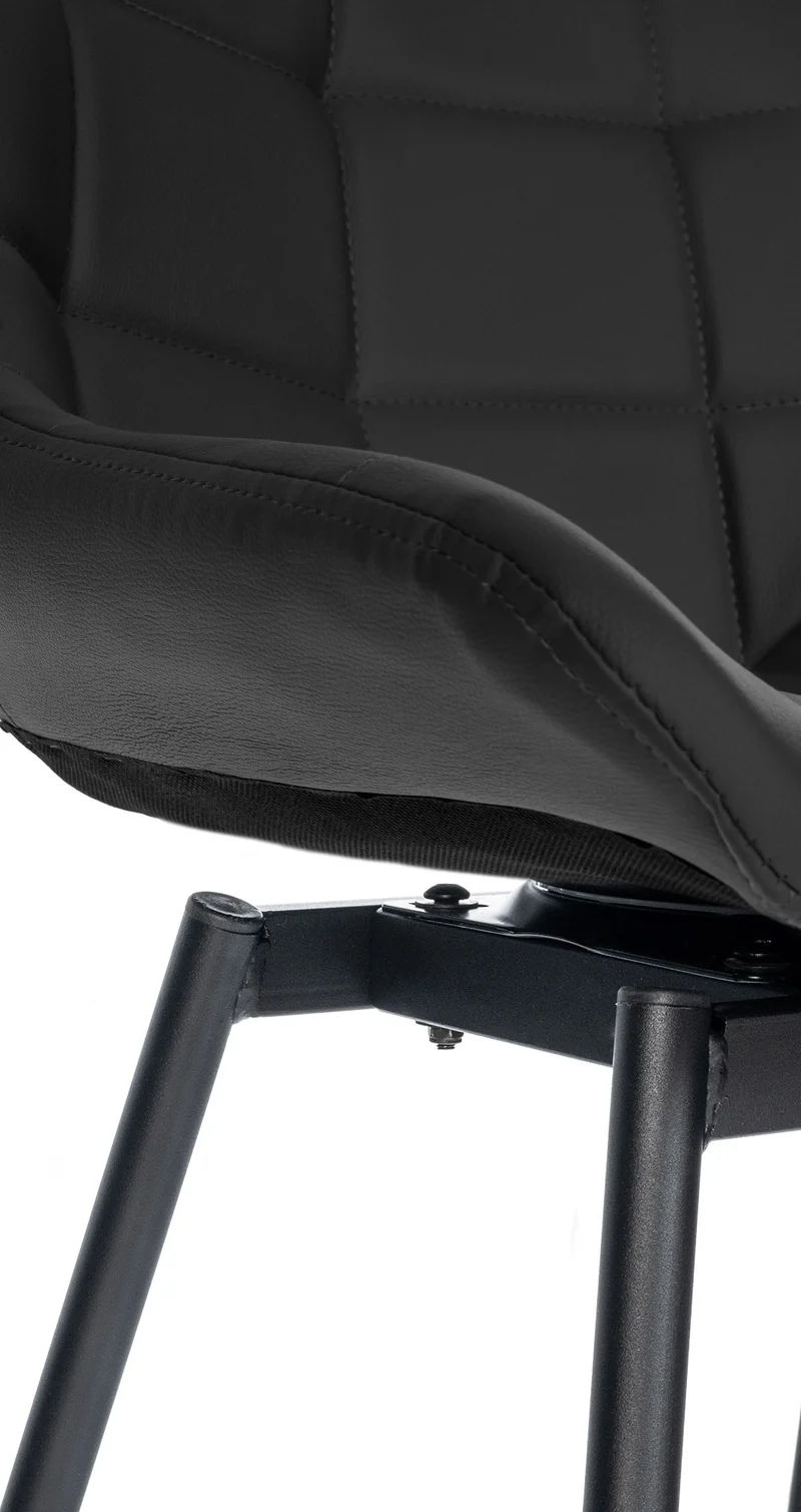 Tabouret de bar pivotant x1 avec repose-pieds revêtement en PVC noir piètement à quatre pieds en métal noir 10_0005469