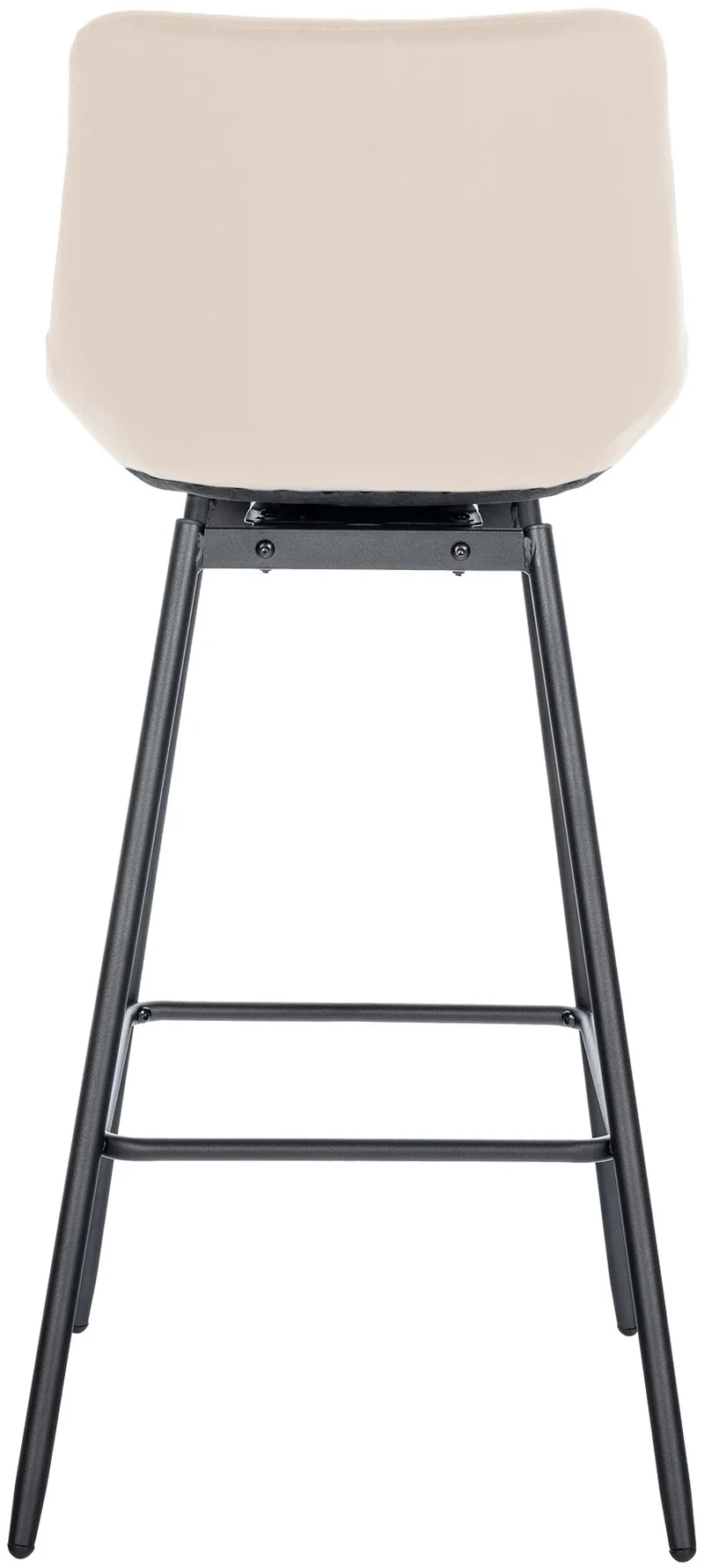 Tabouret de bar pivotant x1 avec repose-pieds revêtement en velours crème piètement à quatre pieds en métal noir 10_0005476