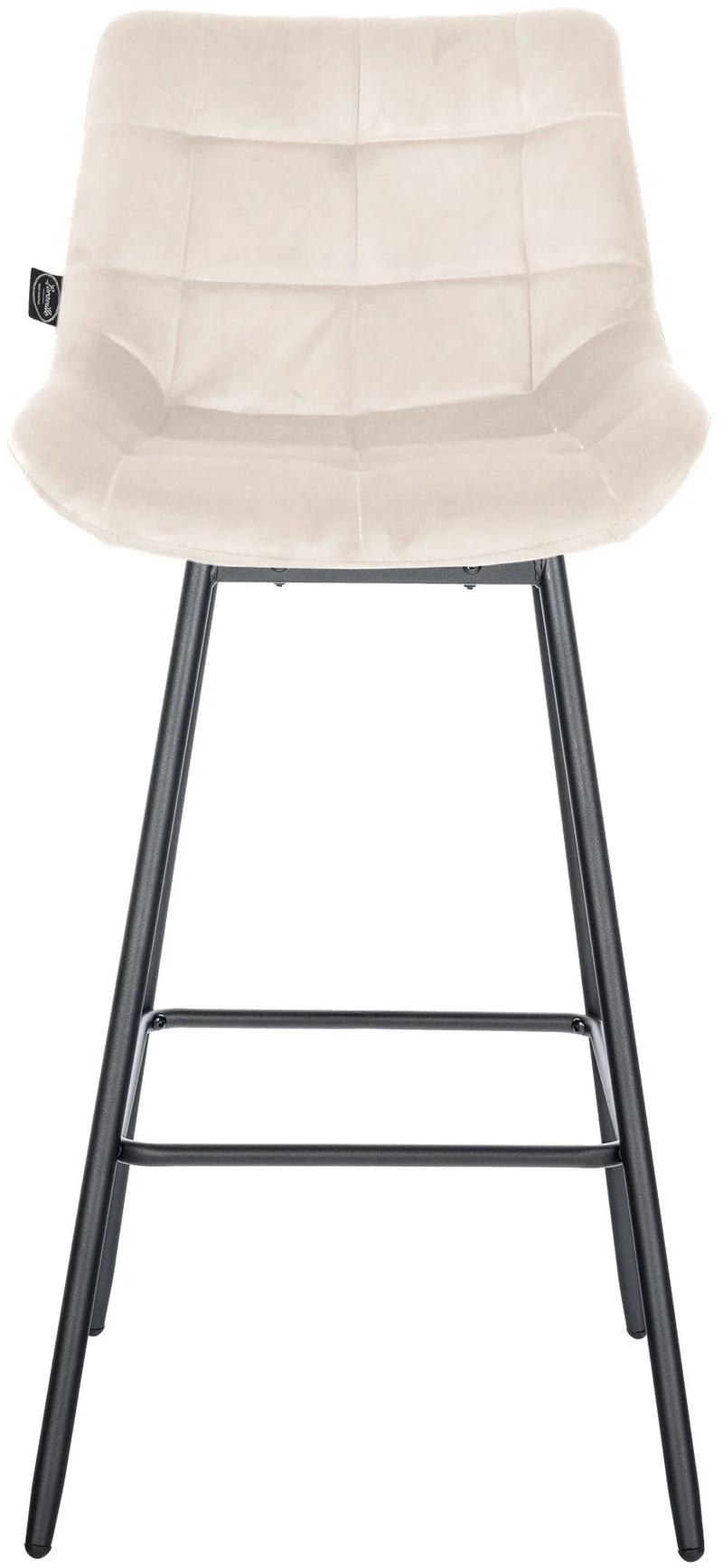 Tabouret de bar pivotant x1 avec repose-pieds revêtement en velours crème piètement à quatre pieds en métal noir 10_0005476