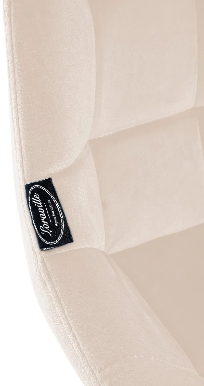 Tabouret de bar pivotant x1 avec repose-pieds revêtement en velours crème piètement à quatre pieds en métal noir 10_0005476