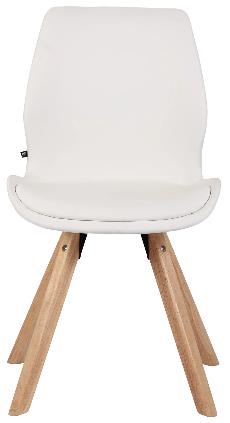 Chaise de salle à manger x1 design scandinave en PVC blanc et pieds en bois carrés clair 10_0002298