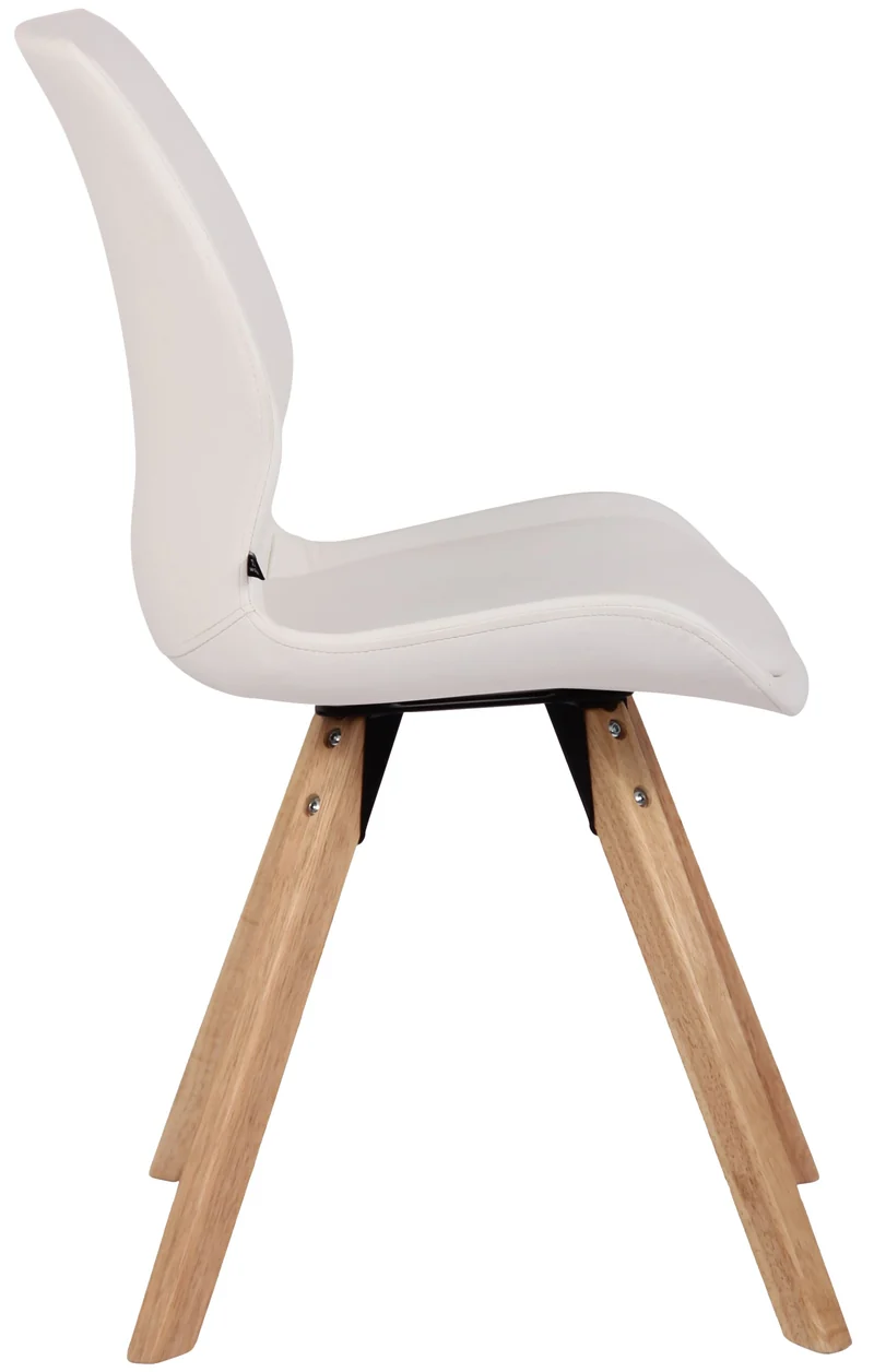 Chaise de salle à manger x1 design scandinave en PVC blanc et pieds en bois carrés clair 10_0002298