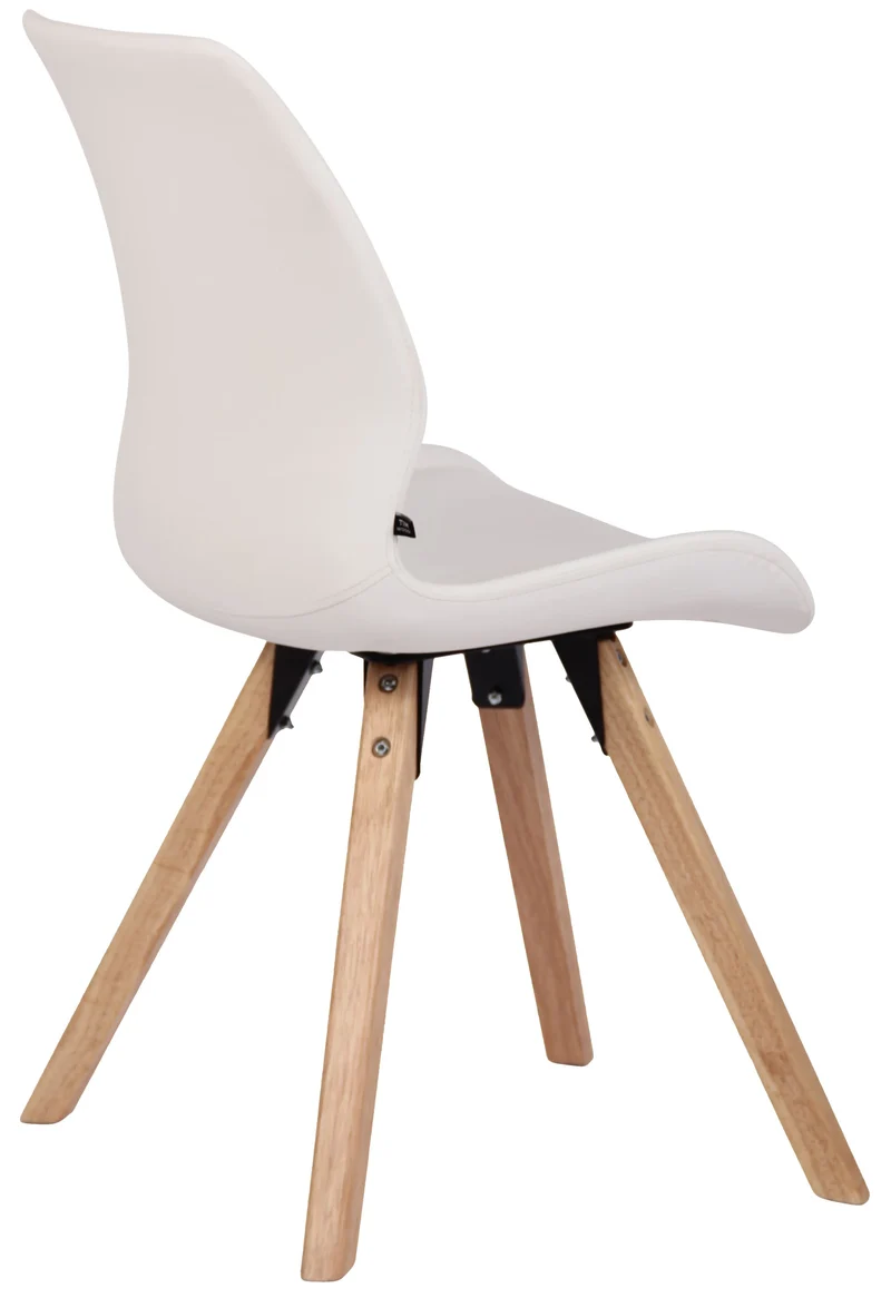 Chaise de salle à manger x1 design scandinave en PVC blanc et pieds en bois carrés clair 10_0002298