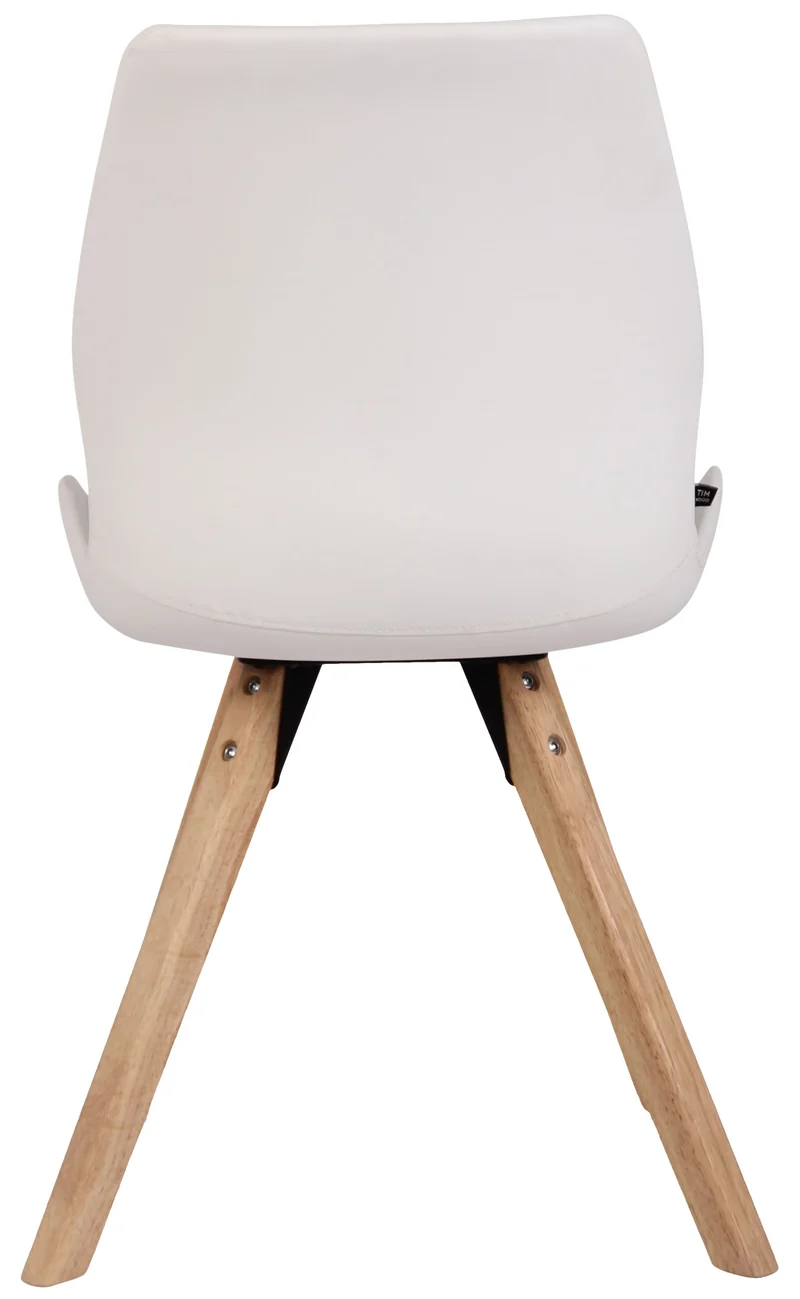 Chaise de salle à manger x1 design scandinave en PVC blanc et pieds en bois carrés clair 10_0002298