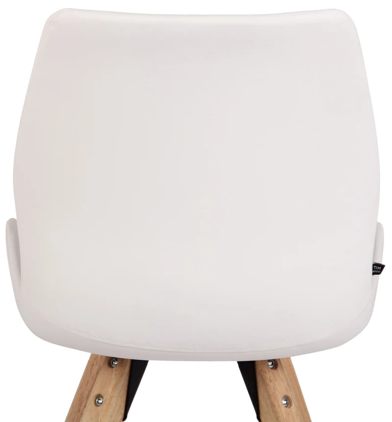Chaise de salle à manger x1 design scandinave en PVC blanc et pieds en bois carrés clair 10_0002298