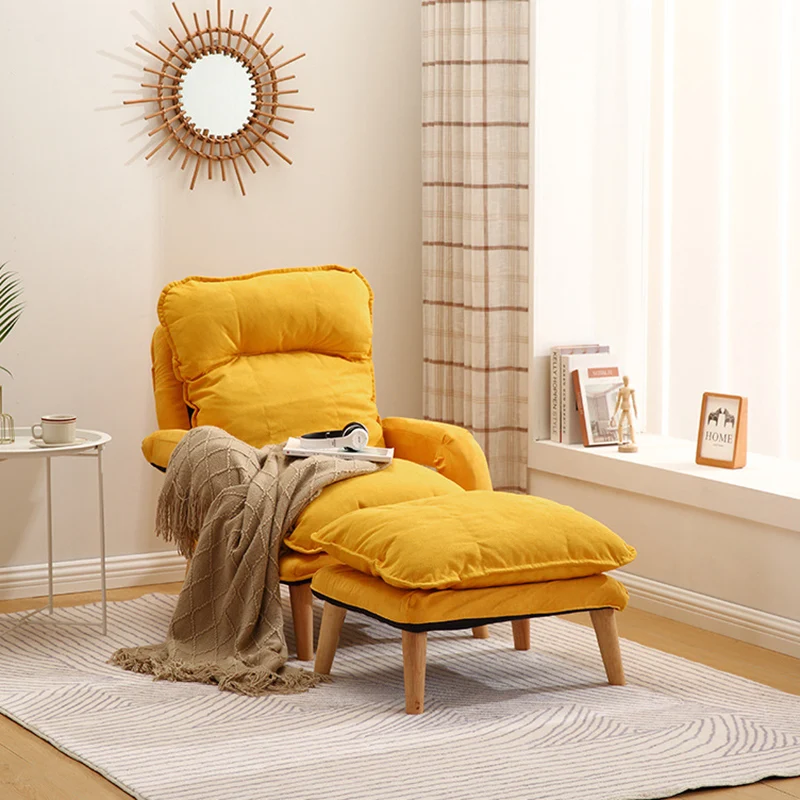 Modern Minimalist Cotton Linen Rubberwood Carbon Steel Square Accent Chair With Backrest & Armrest For Living Room