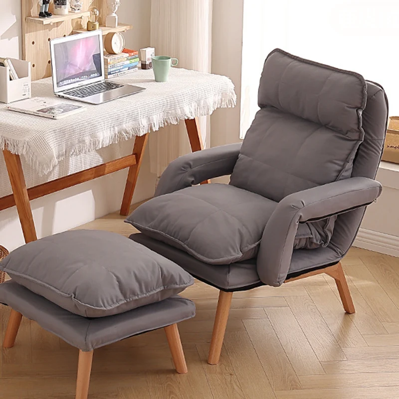 Modern Minimalist Cotton Linen Rubberwood Carbon Steel Square Accent Chair With Backrest & Armrest For Living Room