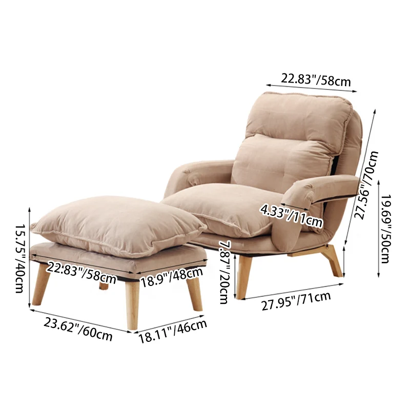 Modern Minimalist Cotton Linen Rubberwood Carbon Steel Square Accent Chair With Backrest & Armrest For Living Room