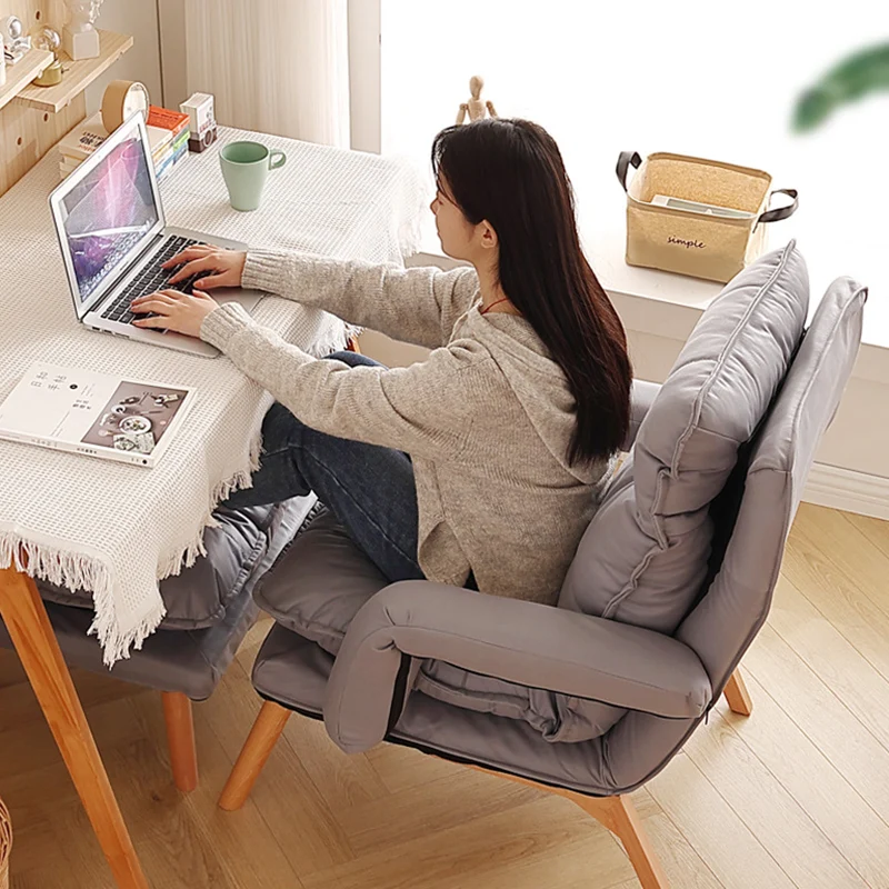 Modern Minimalist Cotton Linen Rubberwood Carbon Steel Square Accent Chair With Backrest & Armrest For Living Room
