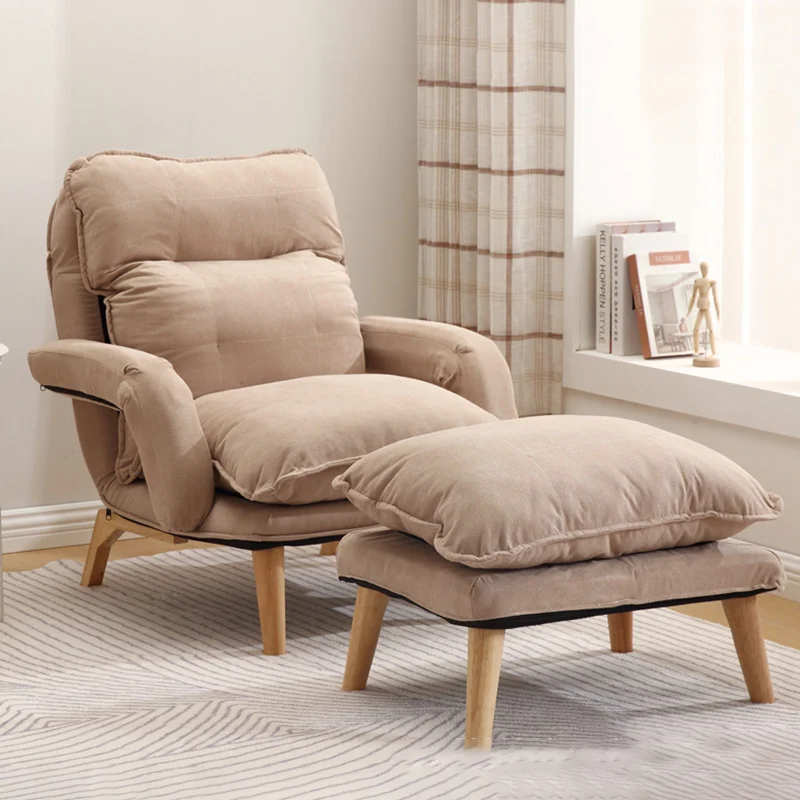 Modern Minimalist Cotton Linen Rubberwood Carbon Steel Square Accent Chair With Backrest & Armrest For Living Room