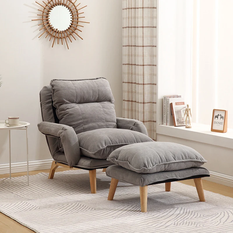 Modern Minimalist Cotton Linen Rubberwood Carbon Steel Square Accent Chair With Backrest & Armrest For Living Room
