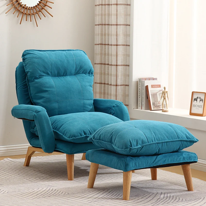 Modern Minimalist Cotton Linen Rubberwood Carbon Steel Square Accent Chair With Backrest & Armrest For Living Room