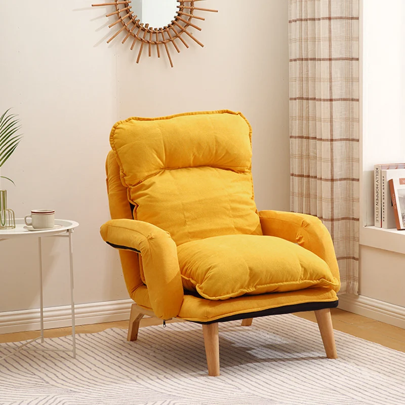 Modern Minimalist Cotton Linen Rubberwood Carbon Steel Square Accent Chair With Backrest & Armrest For Living Room