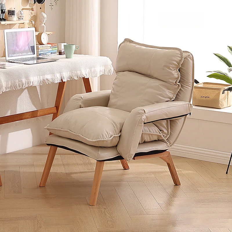 Modern Minimalist Cotton Linen Rubberwood Carbon Steel Square Accent Chair With Backrest & Armrest For Living Room