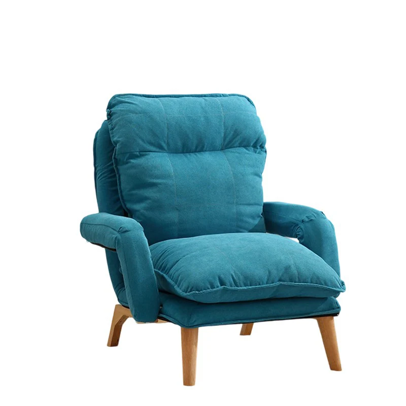 Modern Minimalist Cotton Linen Rubberwood Carbon Steel Square Accent Chair With Backrest & Armrest For Living Room