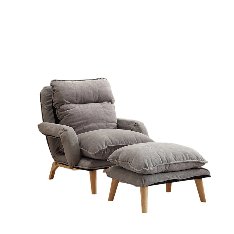 Modern Minimalist Cotton Linen Rubberwood Carbon Steel Square Accent Chair With Backrest & Armrest For Living Room