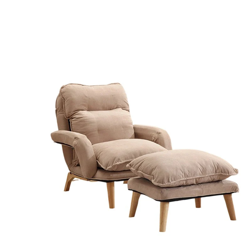 Modern Minimalist Cotton Linen Rubberwood Carbon Steel Square Accent Chair With Backrest & Armrest For Living Room