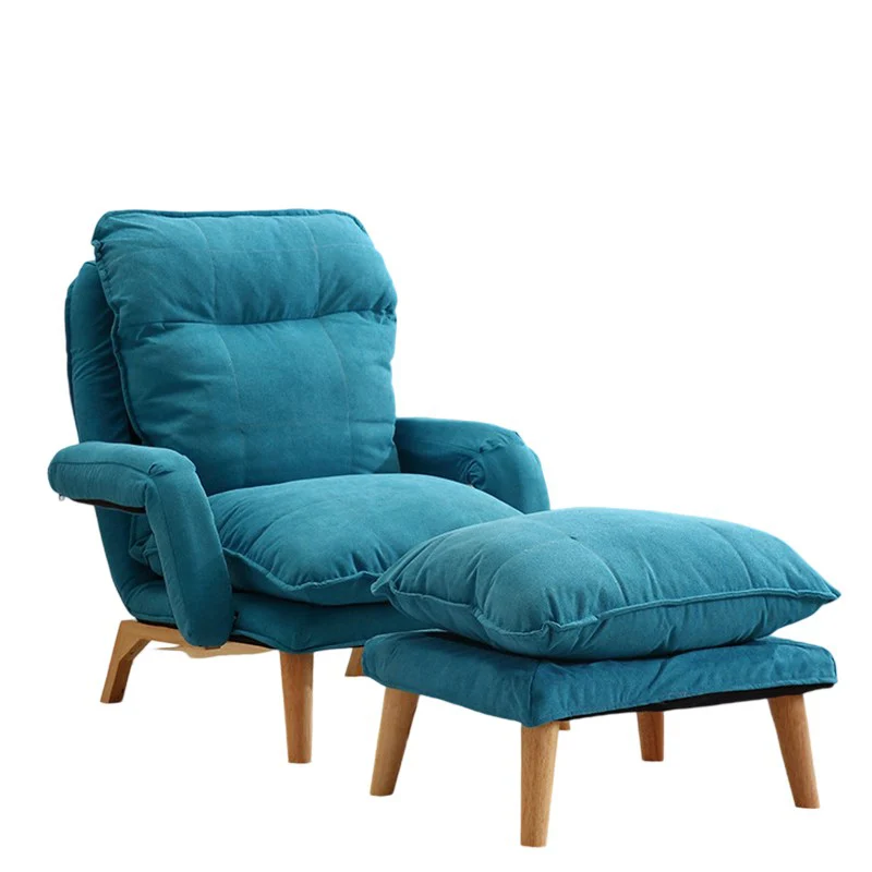 Modern Minimalist Cotton Linen Rubberwood Carbon Steel Square Accent Chair With Backrest & Armrest For Living Room