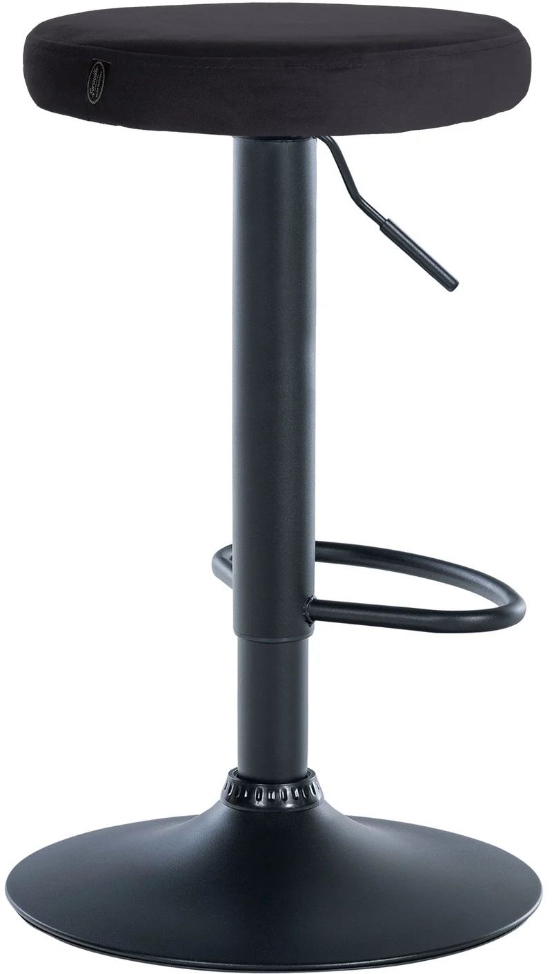Lot de 2 tabourets de bar avec assise en tissu velours noir et cadre métal noir TDB10710