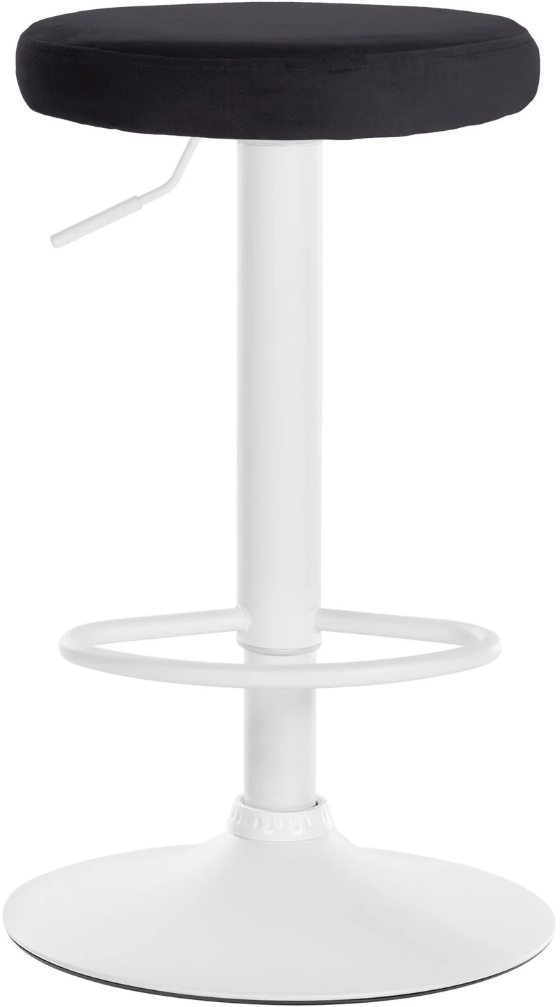 Lot de 2 tabourets de bar avec assise en tissu velours noir et cadre métal blanc TDB10703
