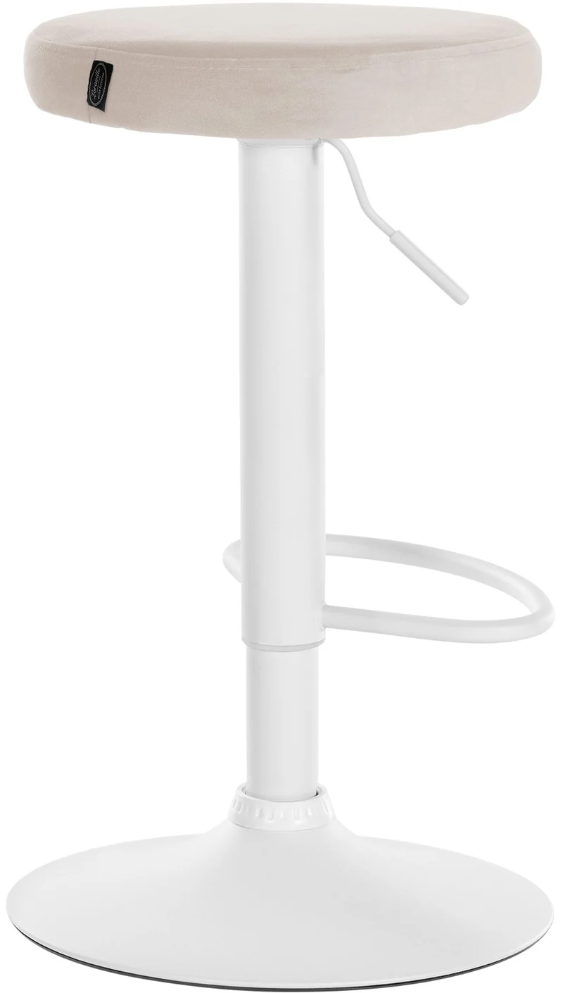 Lot de 2 tabourets de bar avec assise en tissu velours crème et cadre métal blanc TDB10698