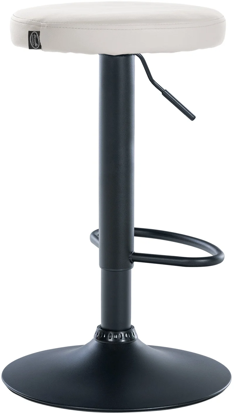 Lot de 2 tabourets de bar design simple avec assise en synthétique blanc et cadre métal noir TDB10689